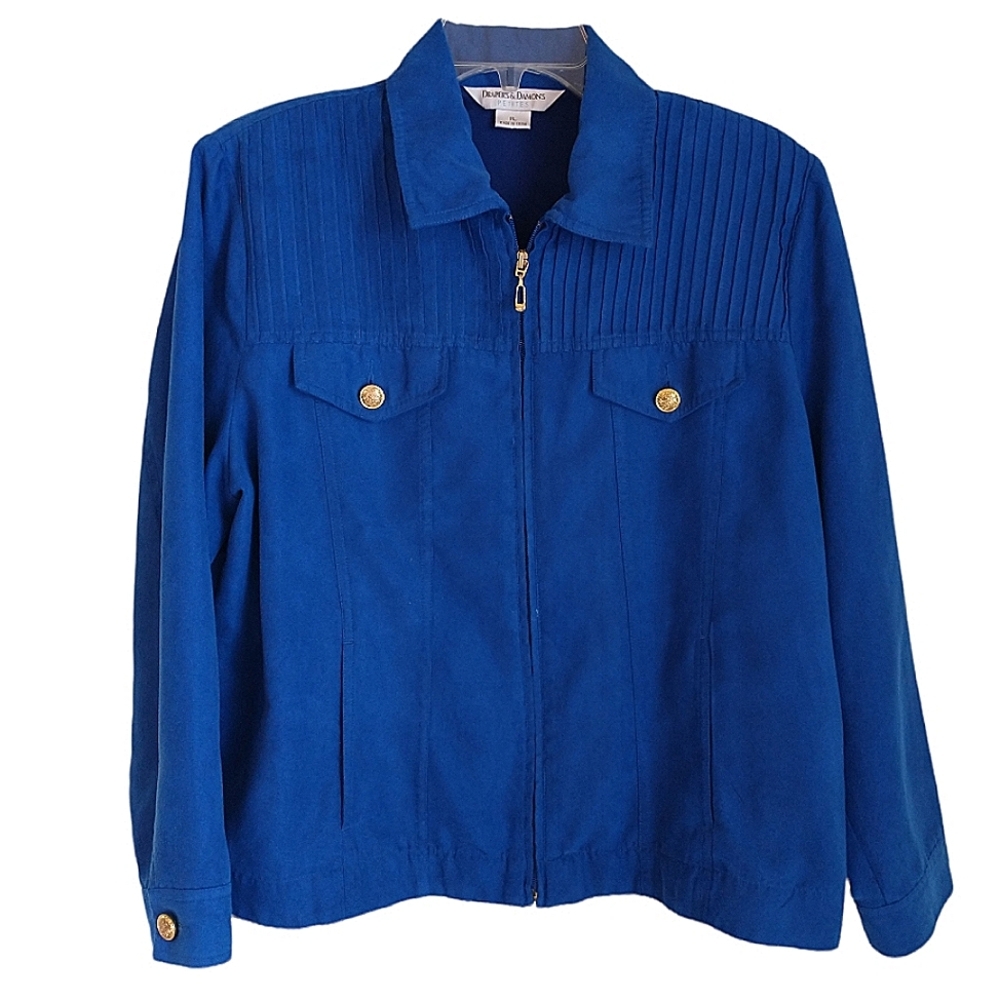 Draper & Damon petites Blue soft microsuede Long Sleeve Shacket. PL